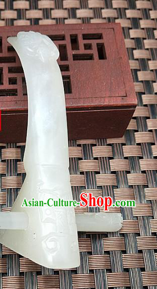 Chinese Ancient Scholar White Jade Hairdo Crown Headwear Hair Accessories Hanfu Hetian Jade Hairpin