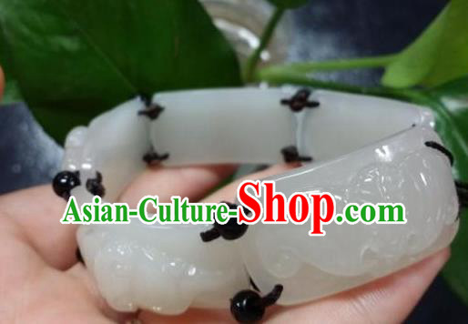Chinese Ancient Hanfu White Jade Bangle Wristlet Accessories Jade Bracelet Jewelry