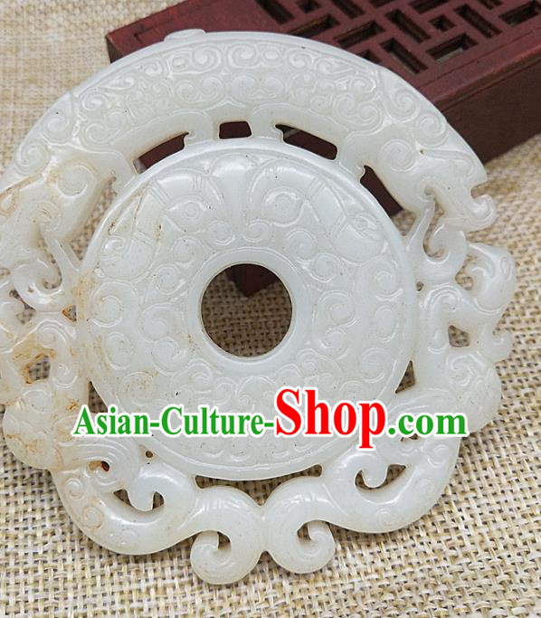 Chinese Handmade Jade Label Craft Jade Necklace Accessories Carving Phoenix Jade Handgrip Pendant