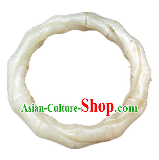 Chinese Ancient Hanfu Jade Bangle Hetian Jade Jewelry Carving Bamboo Bracelet Accessories