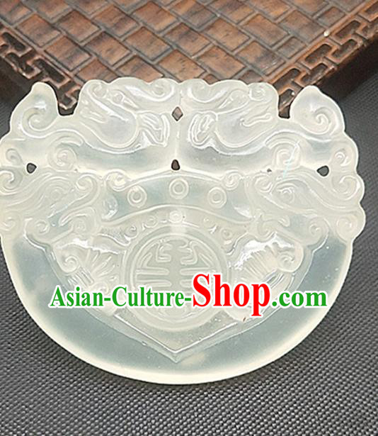 Chinese Ancient Jade Necklace Accessories Hetian Jade Label Craft Carving Dragon Phoenix Jade Pendant