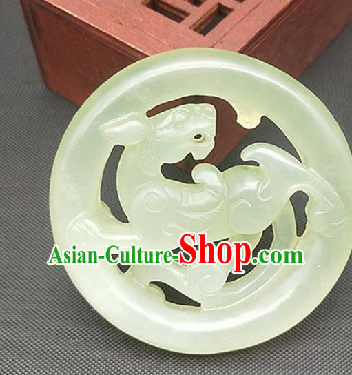 Chinese Handmade Green Jade Accessories Hsiuyen Jade Label Craft Carving Dragon Jade Necklace Pendant