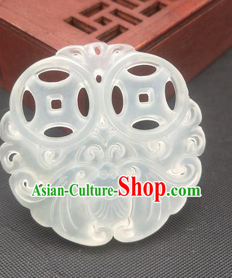 Chinese Handmade Jade Accessories Pendant Hsiuyen Jade Label Carving Bat Jade Necklace Craft