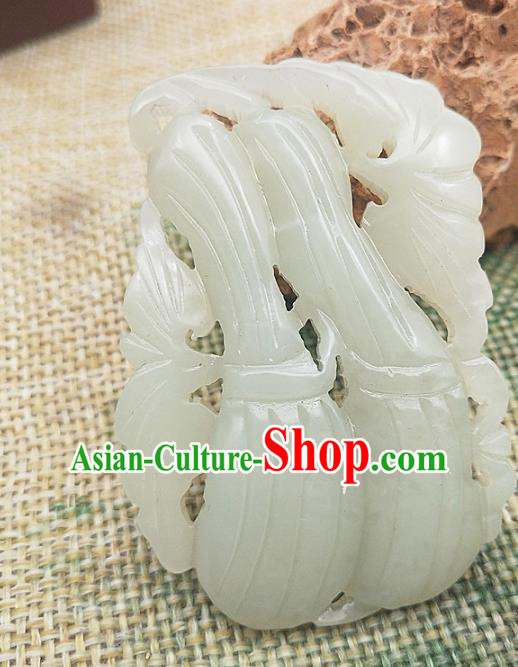 Chinese Jade Carving Necklace Accessories Handgrip Craft Handmade Jade Jewelry Jade Towel Gourd Pendant