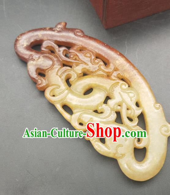 Chinese Jade Carving Dragon Necklace Accessories Handgrip Craft Handmade Jade Jewelry Jade Semi Annular Pendant