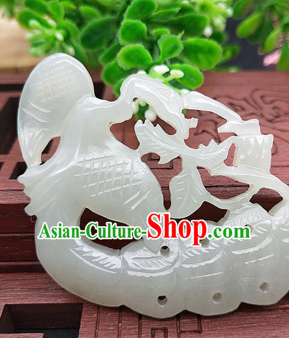 Chinese Retro Carving Jade Necklace Accessories Handgrip Craft Handmade Jade Jewelry Jade Phoenix Necklet Pendant