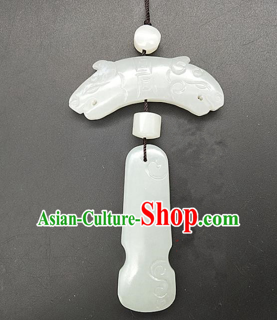 Chinese Handmade Jade Waist Accessories Handgrip Craft Handmade Jade Jewelry Carving Jade Pendant