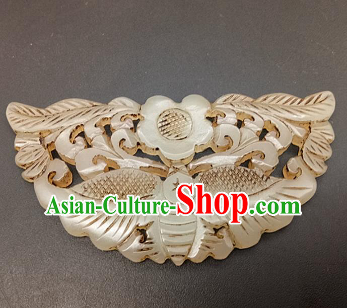 Chinese Handmade Jade Waist Accessories Handgrip Craft Handmade Jade Jewelry Carving Butterfly Jade Pendant