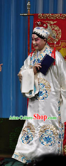 Chinese Peking Opera Costumes The Huarong Path Chancellor Cao Cao Garment and Hat Complete Set