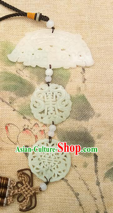 Chinese Handmade Semi Annular Jade Waist Accessories Handgrip Craft Handmade Jade Jewelry Jade Belt Pendant