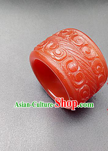 Chinese Ancient Men Hanfu Red Agate Ring Jade Jewelry Jade Finger Accessories