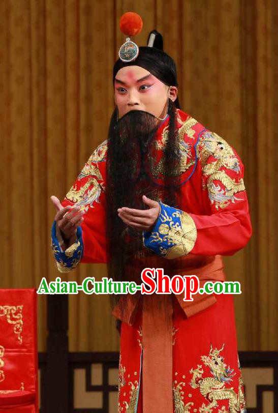 Chinese Peking Opera Martial Male Garment the Fourth Son Visits His Mother Costumes Old Men Yang Yanhui Apparel and Headpiece