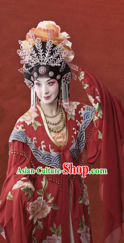 Chinese Peking Opera Hua Tan Garment Costumes the Royal Consort of Tang Female Dan Apparel Dress and Headpieces