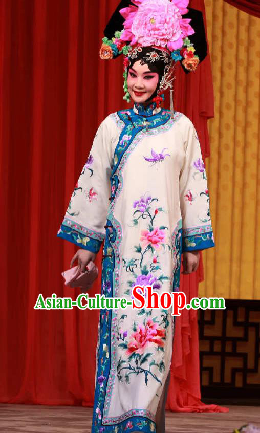 Chinese Peking Opera Hua Dan Costumes the Fourth Son Visits His Mother Diva Princess Apparel Garment Dress and Headwear