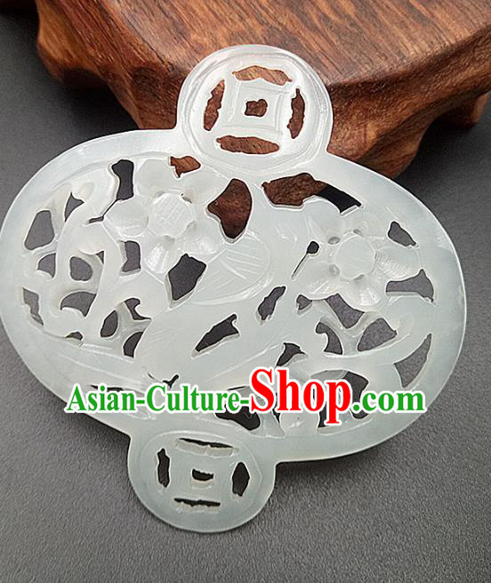 Chinese Handmade Jade Label Accessories Handgrip Craft Handmade Jade Jewelry Jade Carving Plum Waist Pendant