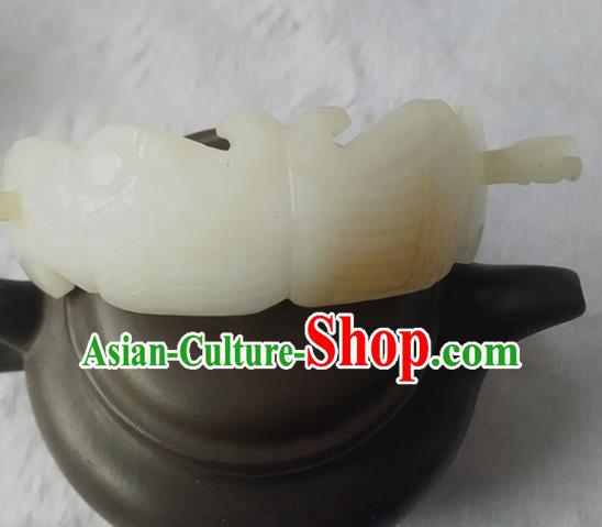 Chinese Ancient Childe White Jade Hairdo Crown Hanfu Hair Accessories Hairpin Headwear