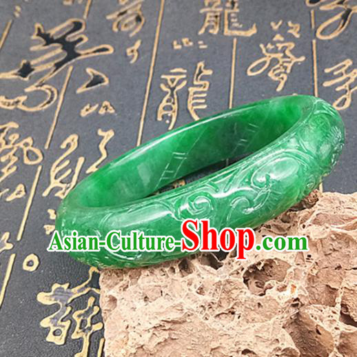 Chinese Ancient Hanfu Green Jade Bangle Hetian Jade Jewelry Jadeite Bracelet Accessories