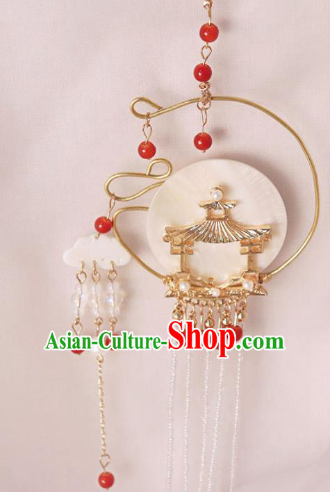 Chinese Handmade Carving Shell Belt Accessories Handmade Tassel Waist Pendant