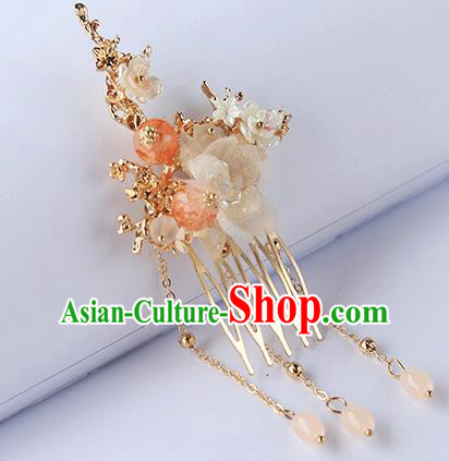 Chinese Ancient Hanfu Tassel Hair Accessories Women Headwear Hairpin Flower Hair Comb