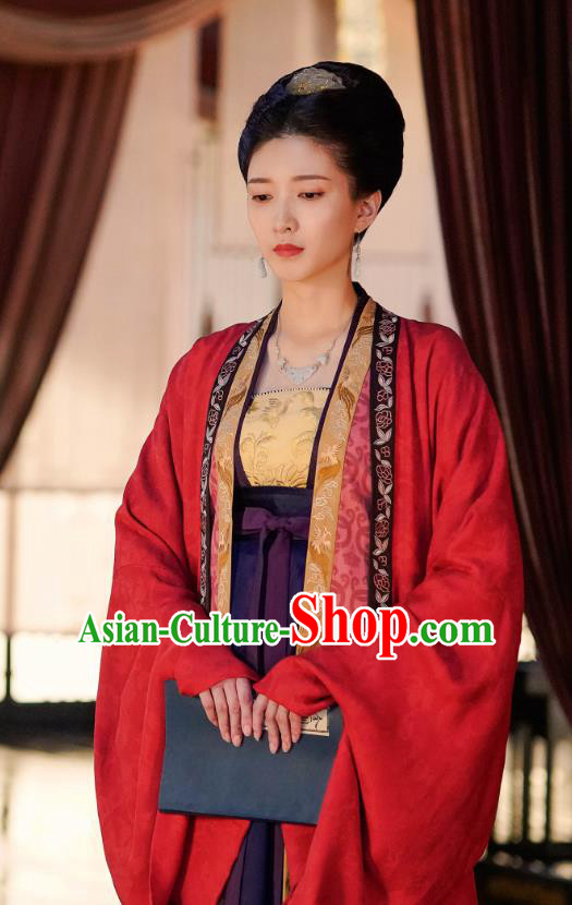 Ancient Chinese Song Dynasty Queen Historical Costumes and Headpieces Drama Serenade of Peaceful Joy Empress Cao Danshu Apparel Garment