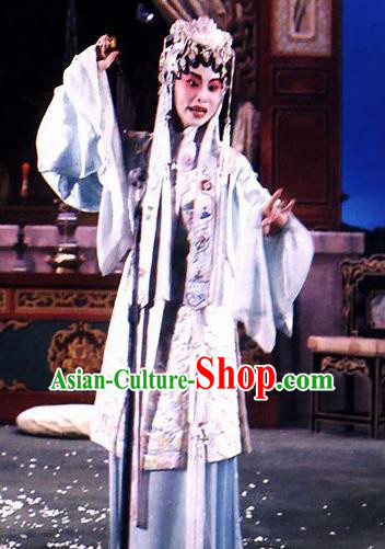 Chinese Cantonese Opera Tsing Yi Dress Apparel Princess Chang Ping Peking Opera Garment Taoist Nun Costumes and Headpieces