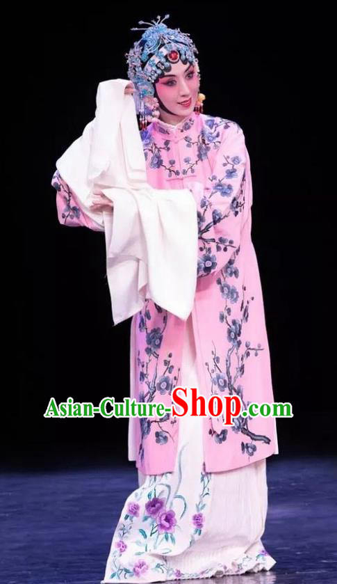 Chinese Cantonese Opera Hua Tan Pink Dress Apparel The Dream in Lady Chamber Peking Opera Garment Costumes and Headpieces