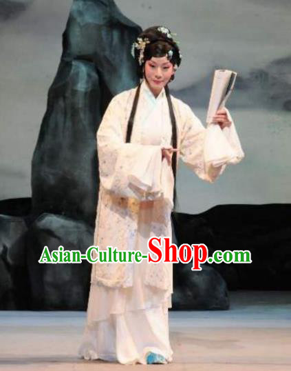 Traditional Chinese Peking Opera Rich Lady Dress Apparel Li Qingzhao Poetess Costumes Garment and Headwear