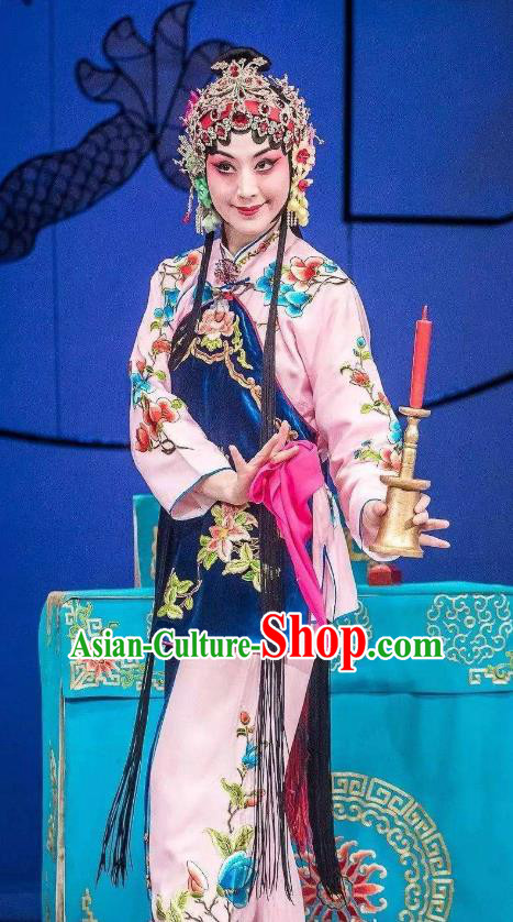 Chinese Traditional Peking Opera Xiaodan Apparel Garment the Wandering Dragon Toys with the Phoenix Young Lady Li Fengjie Costumes and Headwear