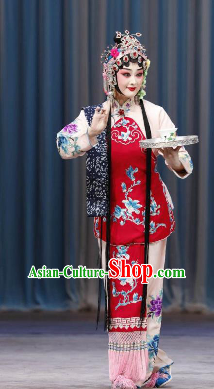 Chinese Traditional Peking Opera Young Female Apparel Garment the Wandering Dragon Toys with the Phoenix Xiao Dan Li Fengjie Costumes and Headwear