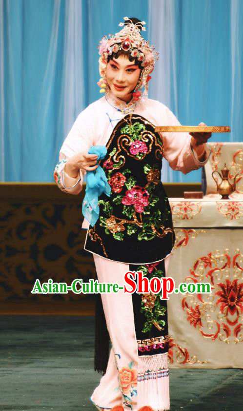 Chinese Traditional Peking Opera Costumes Apparel the Wandering Dragon Toys with the Phoenix Li Fengjie Embroidered Peony Garment and Headwear