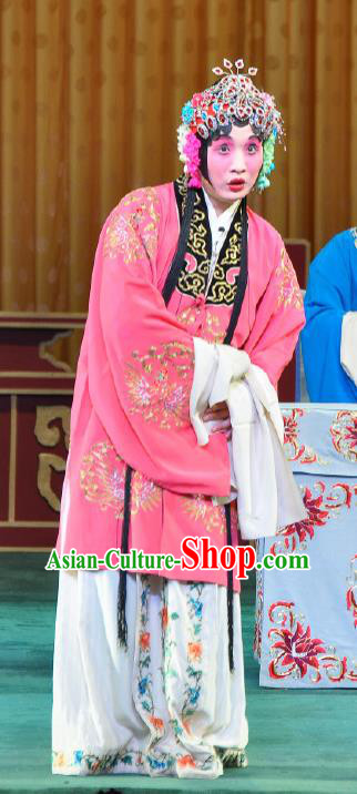 Traditional Chinese Peking Opera Rich Lady Garment Dress Return of the Phoenix Hua Tan Xue Yan Costumes Pink Cape and Headdress