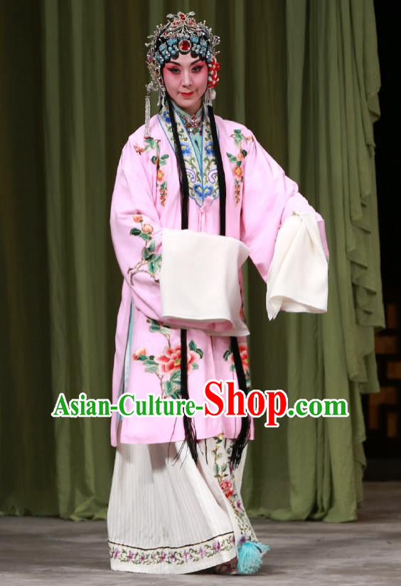 Traditional Chinese Peking Opera Dress Garment Return of the Phoenix Costumes Young Female Apparels Rich Lady Pink Cape and Headwear