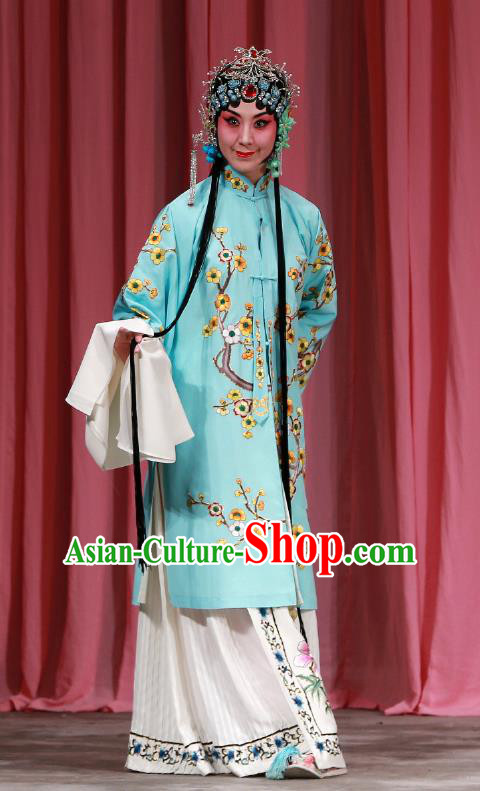 Traditional Chinese Peking Opera Diva Green Dress Garment Return of the Phoenix Costumes Apparels Rich Lady Cape and Headdress