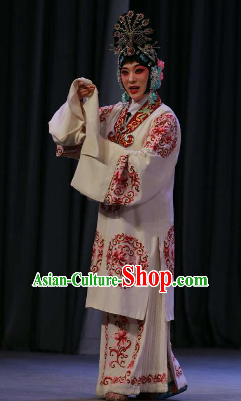 Traditional Chinese Peking Opera Hua Tan Dress Garment Lv Bu and Diao Chan Costumes Apparels Rich Lady Cape and Headdress