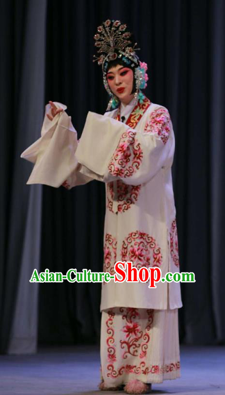 Traditional Chinese Peking Opera Hua Tan Dress Garment Lv Bu and Diao Chan Costumes Apparels Rich Lady Cape and Headdress