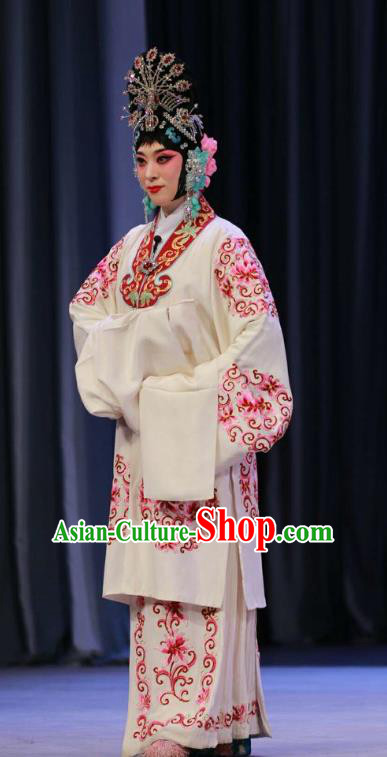 Traditional Chinese Peking Opera Hua Tan Dress Garment Lv Bu and Diao Chan Costumes Apparels Rich Lady Cape and Headdress