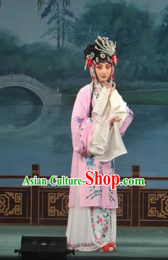 Traditional Chinese Peking Opera Rich Lady Dress Garment Lv Bu and Diao Chan Costumes Apparels Hua Tan Pink Cape and Headdress