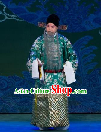 Chinese Peking Opera Official Wang Yun Costumes Garment Lv Bu and Diao Chan Elderly Male Apparels and Headwear