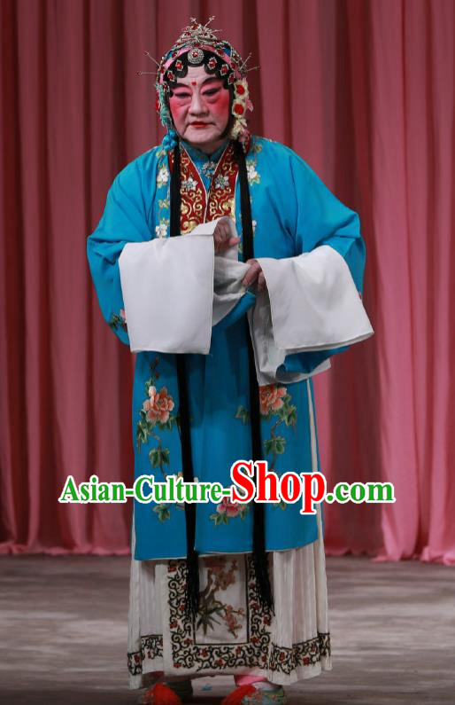 Traditional Chinese Peking Opera Female Dress Garment Return of the Phoenix Costumes Blue Apparels and Headwear