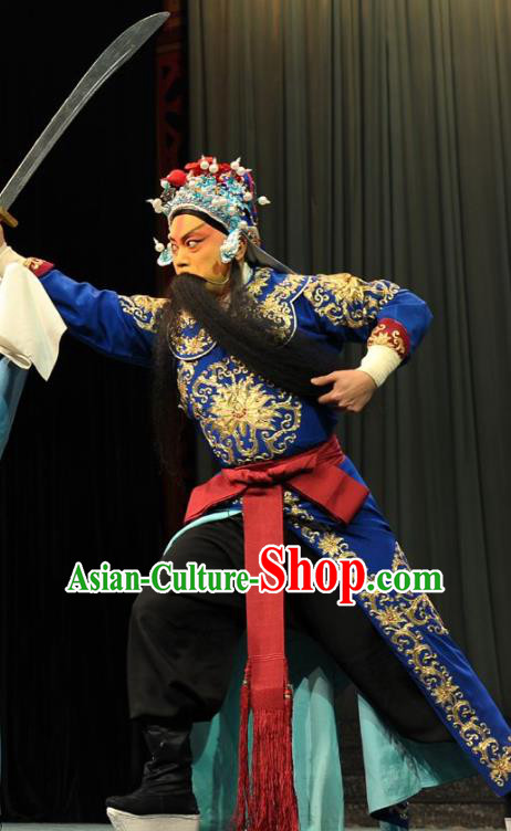 Chinese Beijing Opera Martial Men Garment Peking Opera Judge Bao and the Qin Xianglian Case Apparels Takefu Wang Chao Costumes and Hat