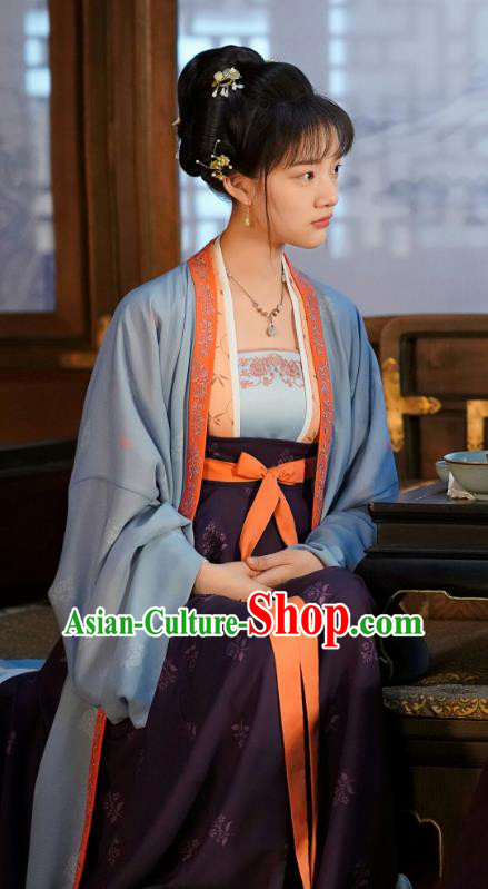 Ancient Chinese Drama Serenade of Peaceful Joy Historical Costumes Song Dynasty Princess Zhao Huirou Apparel Garment and Headpieces