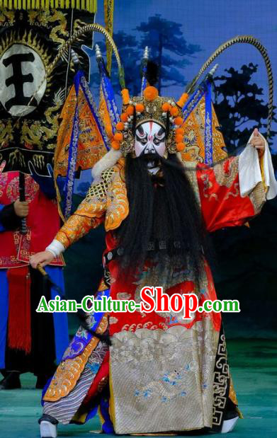 Chinese Peking Opera General Kao Armor Suit with Flags Apparels Yangmen Female General Costumes Wusheng Wang Wen Garment and Headpiece