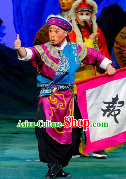 Chinese Peking Opera Martial Men Apparels Yangmen Female General Costumes Wusheng Takefu Rosy Garment and Hat Complete Set