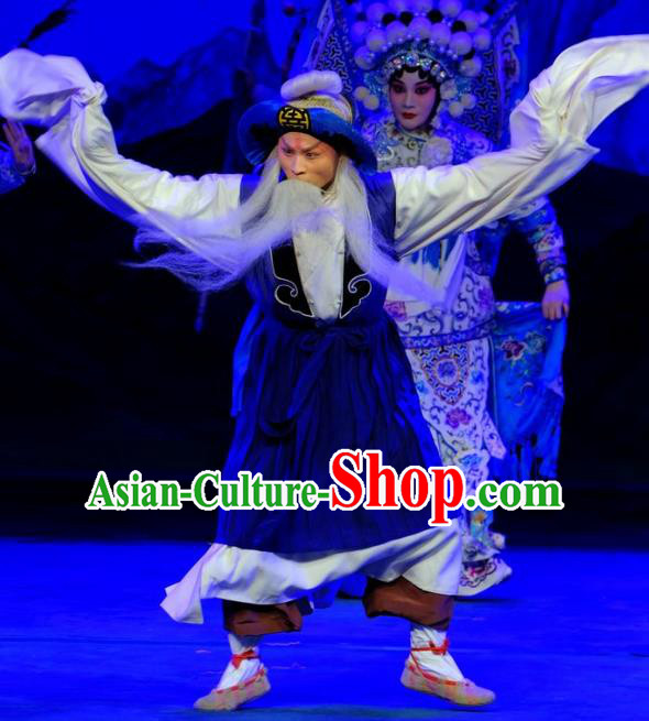 Chinese Peking Opera Elderly Men Apparels Yangmen Female General Costumes Laosheng Garment and Hat Complete Set