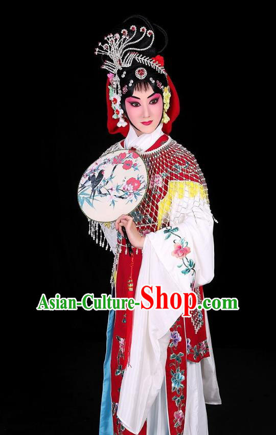 Chinese Traditional Peking Opera Rich Lady Costumes Matchmaker Apparels Garment Hua Tan Cui Yingying Red Dress and Headpieces