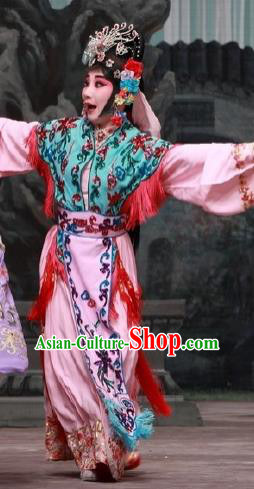 Chinese Traditional Peking Opera Servant Girl Costumes Matchmaker Garment Young Lady Pink Dress Apparels and Headdress