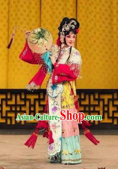 Chinese Traditional Peking Opera Xiaodan Apparels Costumes Matchmaker Garment Servant Girl Dress and Headdress