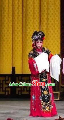 Chinese Traditional Peking Opera Female Xiaodan Apparels Costumes Matchmaker Garment Servant Girl Red Dress and Headdress