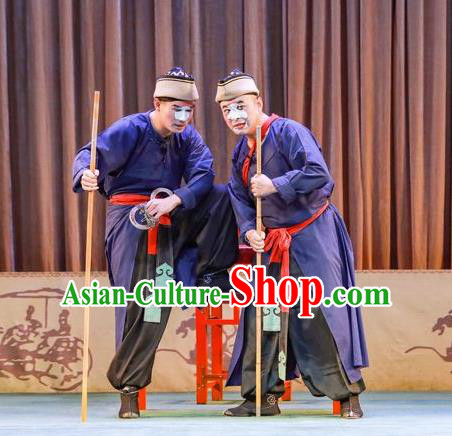 Chinese Peking Opera Figurant Apparels Costumes San Cha Kou Clown Chou Garment and Headwear