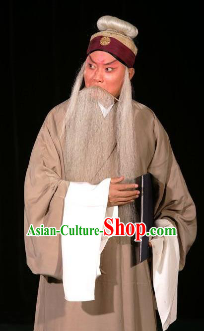 Chinese Peking Opera Lao Sheng Apparels Costumes Four Scholars Elderly Male Garment and Headwear